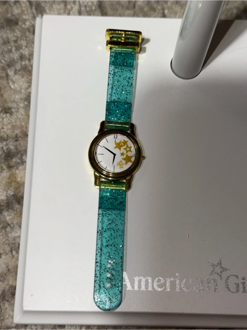 American girl wrist watch teal with gold trim
